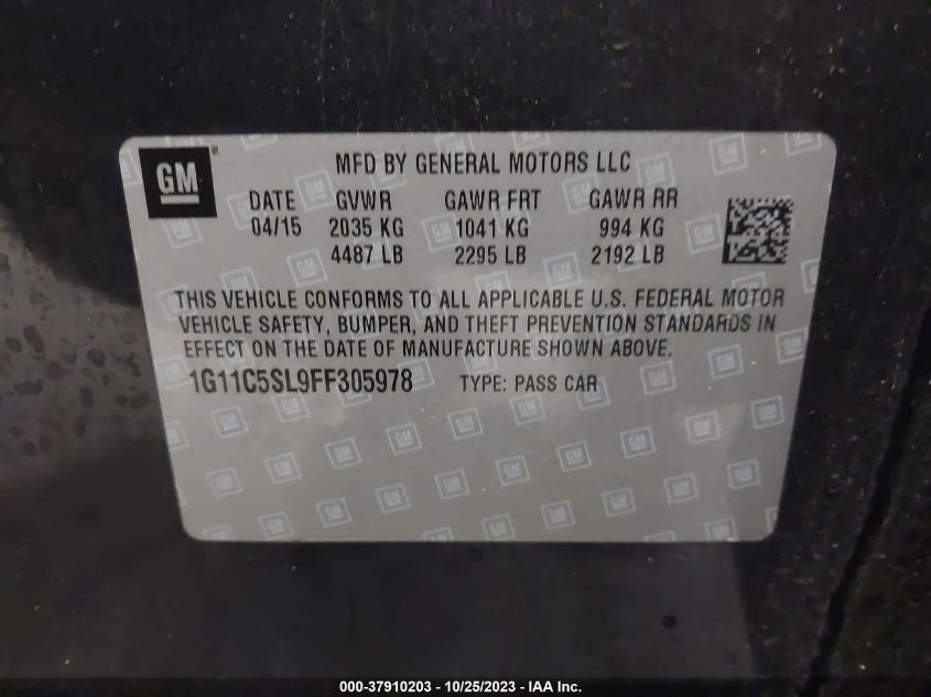 2015 CHEVROLET MALIBU LT - 1G11C5SL9FF305978