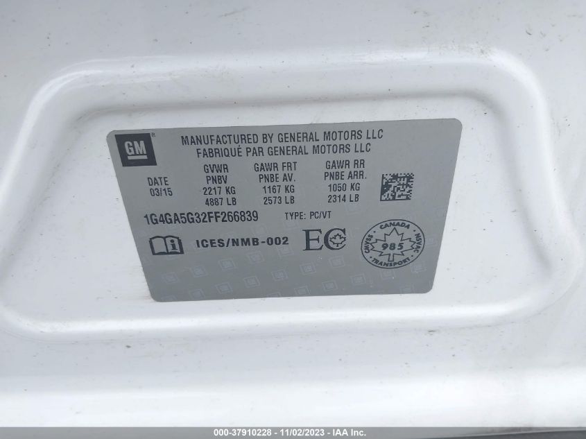 2015 BUICK LACROSSE - 1G4GA5G32FF266839