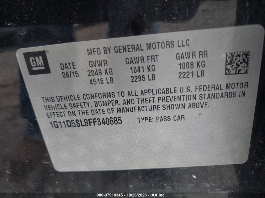 2015 CHEVROLET MALIBU LT - 1G11D5SL8FF340685