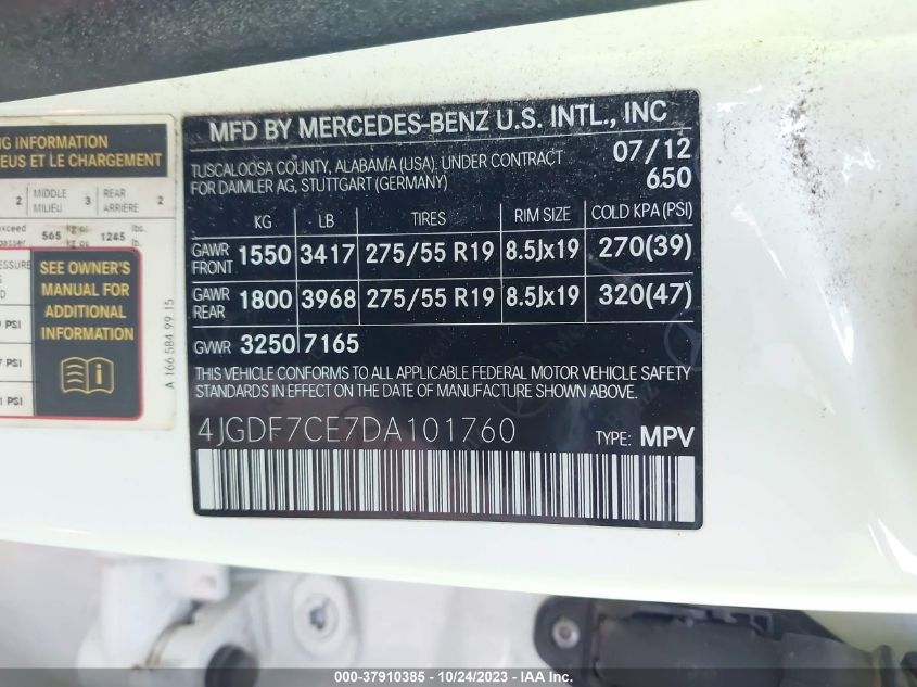 2013 MERCEDES-BENZ GL 450 4JGDF7CE7DA101760