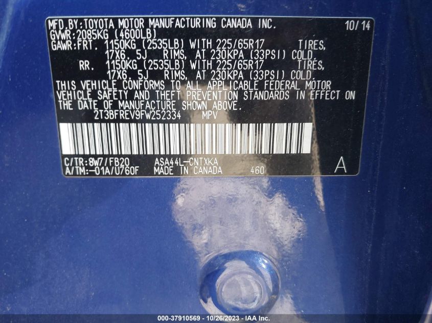 2015 TOYOTA RAV4 LE - 2T3BFREV9FW252334