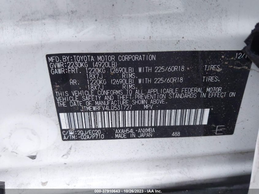 2020 TOYOTA RAV4 XSE - JTMEWRFV4LD531727