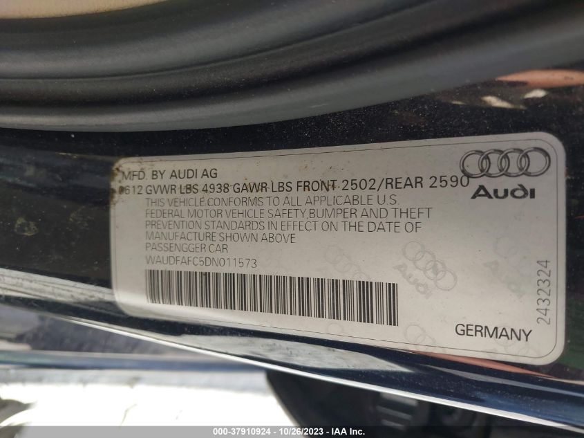 2013 AUDI A6 PREMIUM PLUS - WAUDFAFC5DN011573