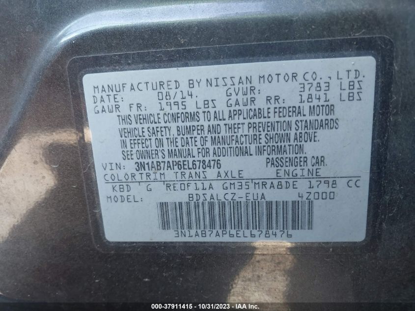 2014 NISSAN SENTRA S - 3N1AB7AP6EL678476