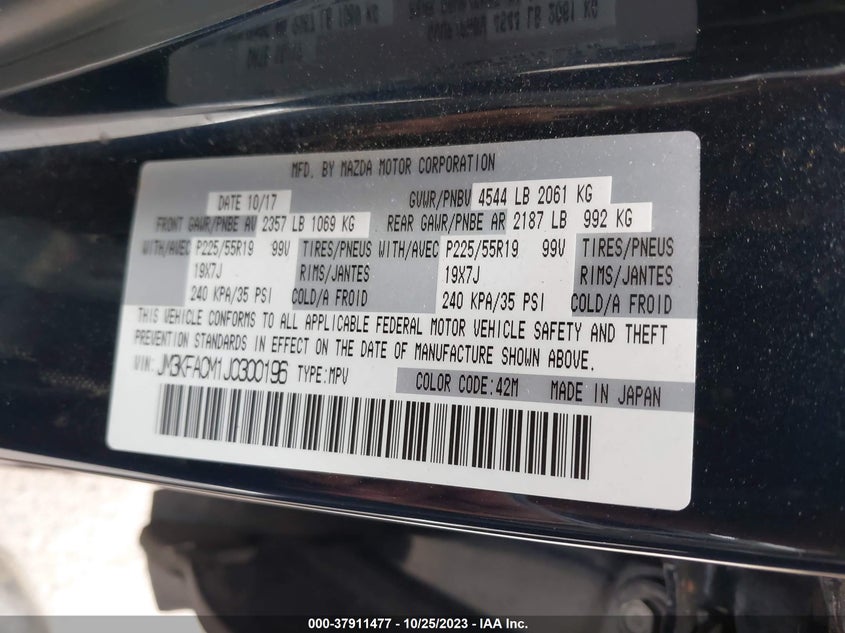 VIN JM3KFACM1J0300196 2018 MAZDA CX-5 TOURING