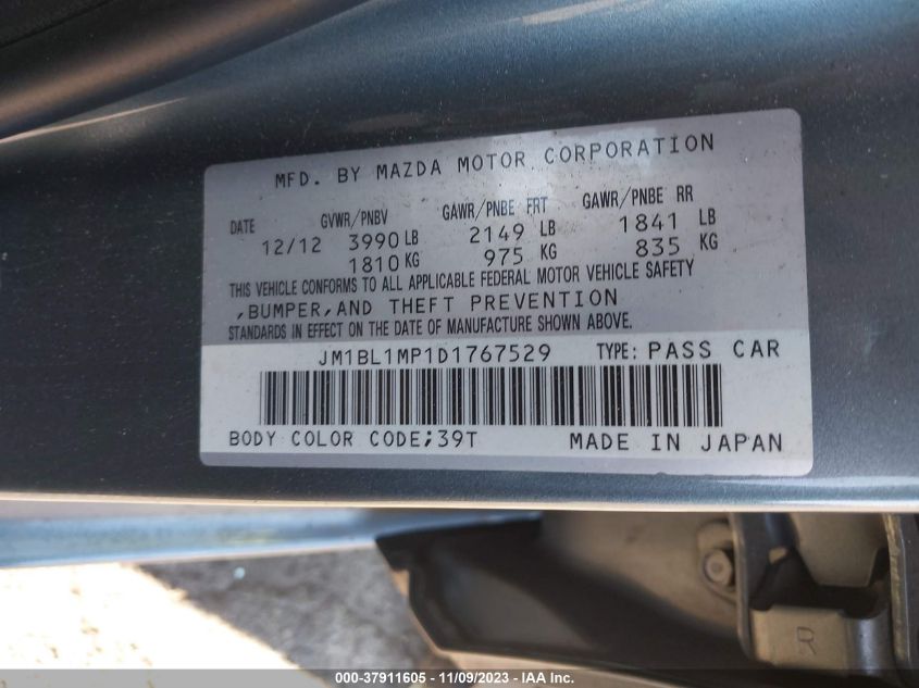 2013 MAZDA MAZDA3 I GRAND TOURING - JM1BL1MP1D1767529