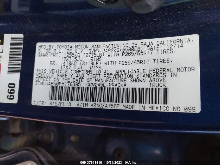 2015 TOYOTA TACOMA - 3TMLU4EN0FM178395