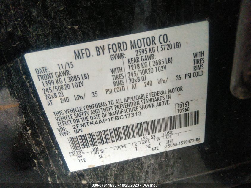 2015 FORD EDGE SPORT - 2FMTK4AP1FBC17313