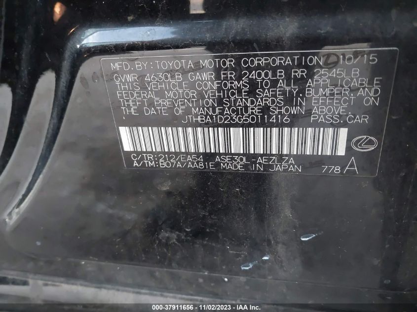2016 LEXUS IS 200T - JTHBA1D23G5011416