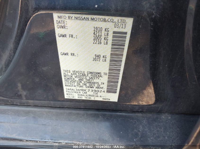 2013 NISSAN ALTIMA 2.5 SL - 1N4AL3AP8DC239024