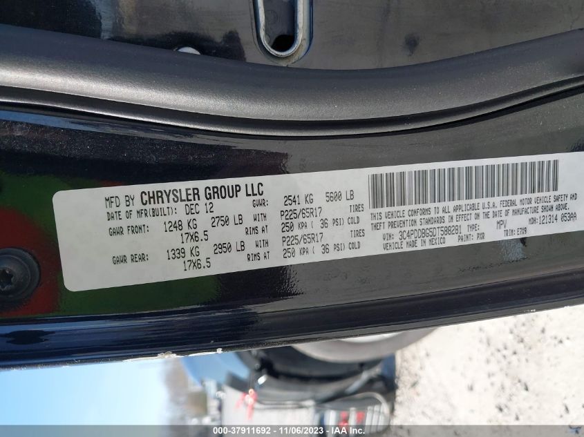 2013 DODGE JOURNEY SXT - 3C4PDDBG5DT588281