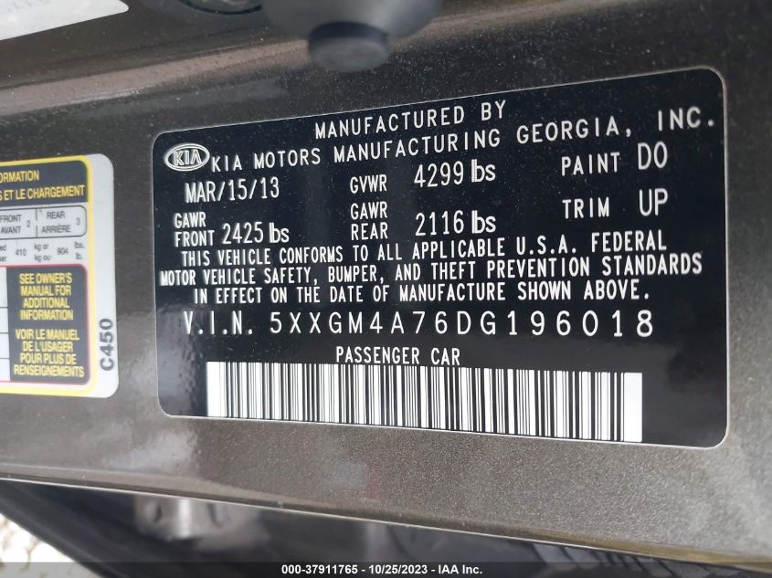 2013 KIA OPTIMA LX - 5XXGM4A76DG196018