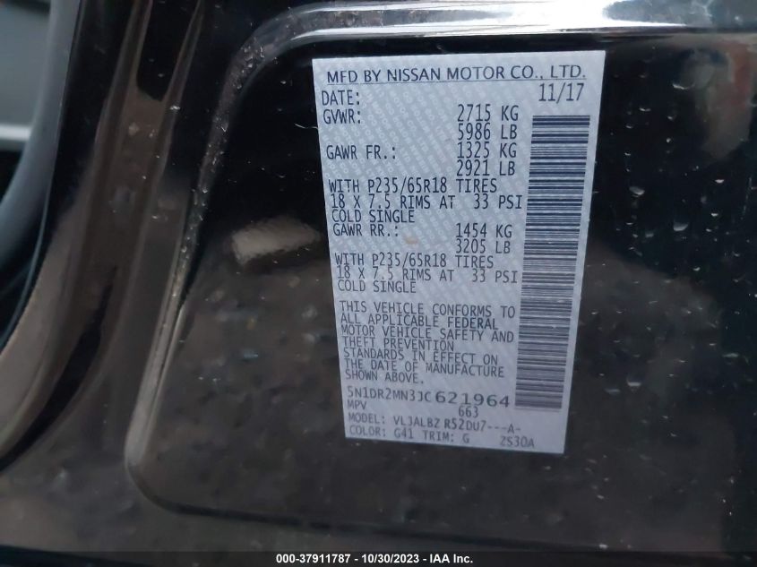 2018 NISSAN PATHFINDER S - 5N1DR2MN3JC621964