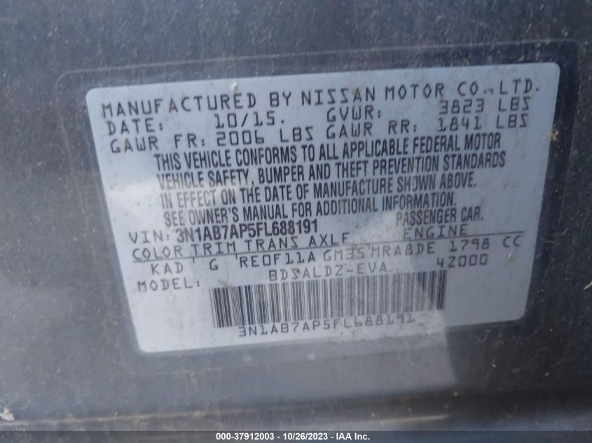 2015 NISSAN SENTRA SV - 3N1AB7AP5FL688191