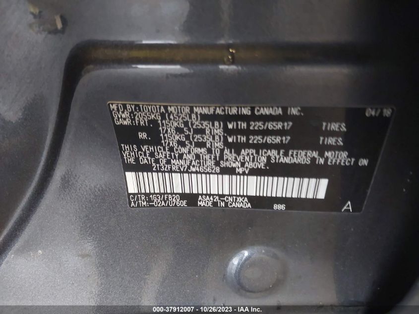2018 TOYOTA RAV4 LE - 2T3ZFREV7JW465628