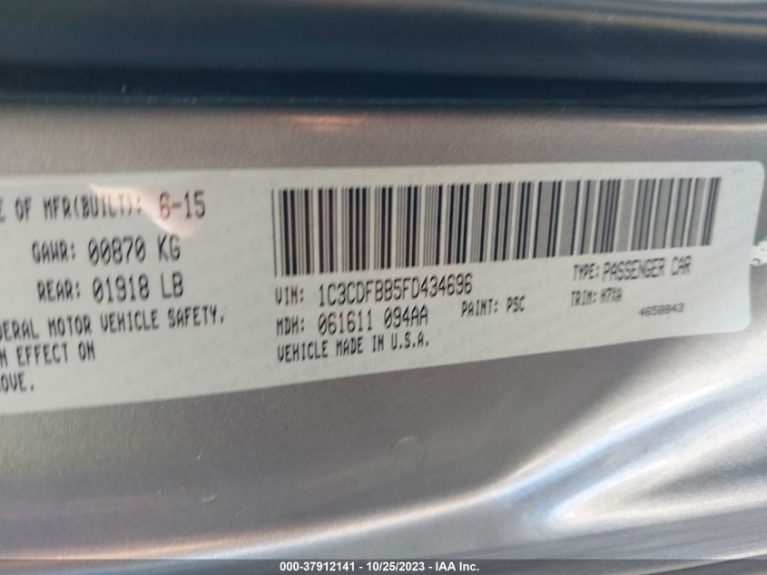 2015 DODGE DART SXT - 1C3CDFBB5FD434696
