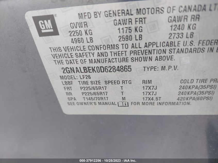 2013 CHEVROLET EQUINOX LS - 2GNALBEK0D6284865