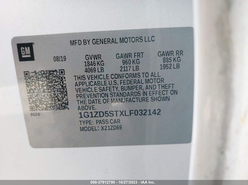 2020 CHEVROLET MALIBU LT - 1G1ZD5STXLF032142