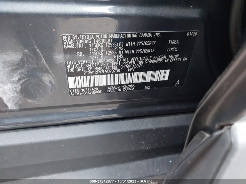 2020 TOYOTA RAV4 XLE - 2T3W1RFV7LW073736