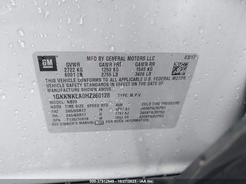 2017 GMC ACADIA SLE - 1GKKNKLA0HZ260128