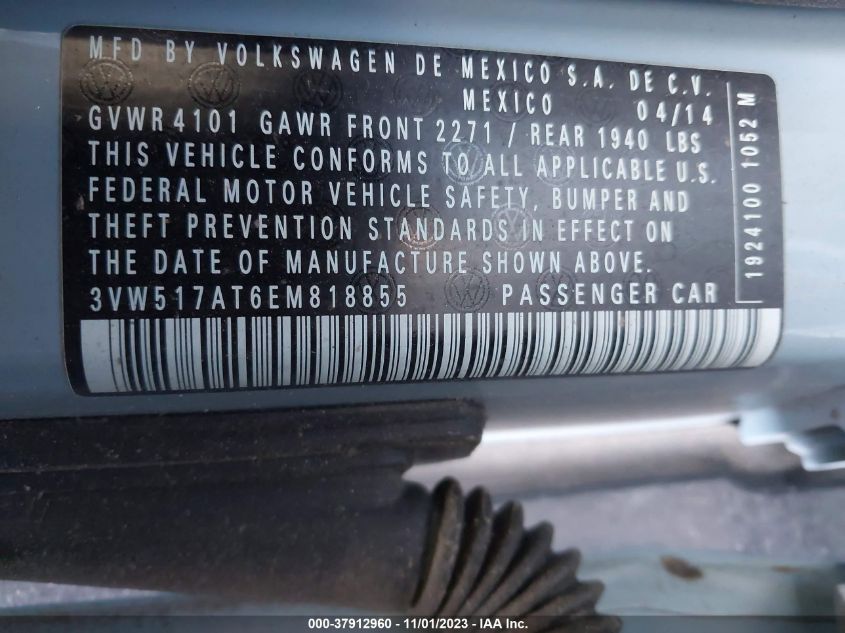 2014 VOLKSWAGEN BEETLE 1.8T - 3VW517AT6EM818855