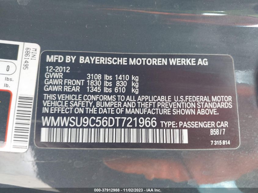 2013 MINI HARDTOP JOHN COOPER WORKS WMWSU9C56DT721966
