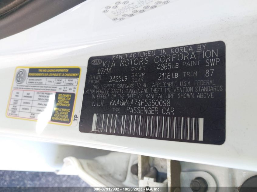 2015 KIA OPTIMA LX - KNAGM4A74F5560098
