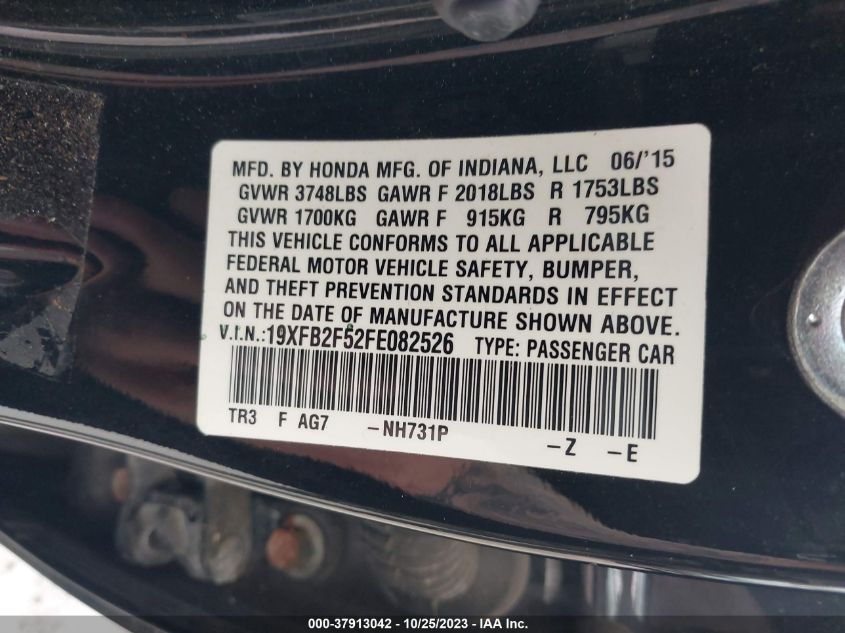 2015 HONDA CIVIC SEDAN LX - 19XFB2F52FE082526