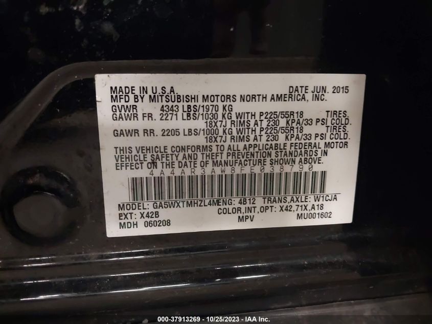 2015 MITSUBISHI OUTLANDER SPORT 2.4 ES - 4A4AR3AW8FE038790