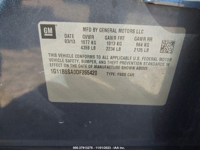 2013 CHEVROLET MALIBU LS - 1G11B5SA0DF265420