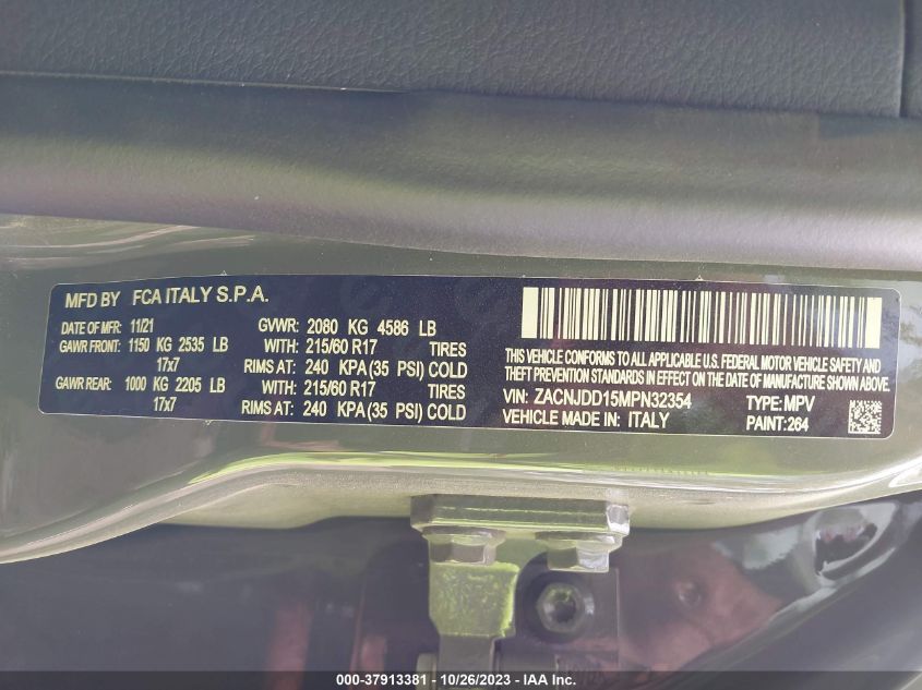 2021 JEEP RENEGADE LIMITED - ZACNJDD15MPN32354