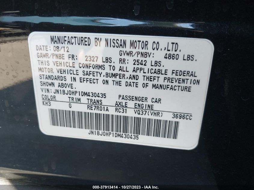 2013 INFINITI EX37 JOURNEY JN1BJ0HP1DM430435