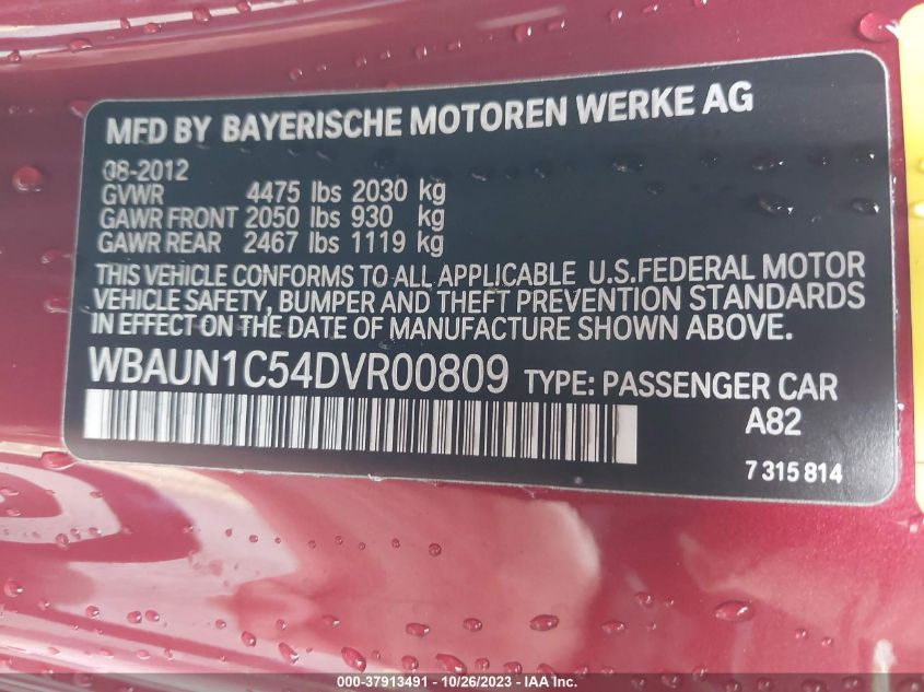 2013 BMW 128I - WBAUN1C54DVR00809