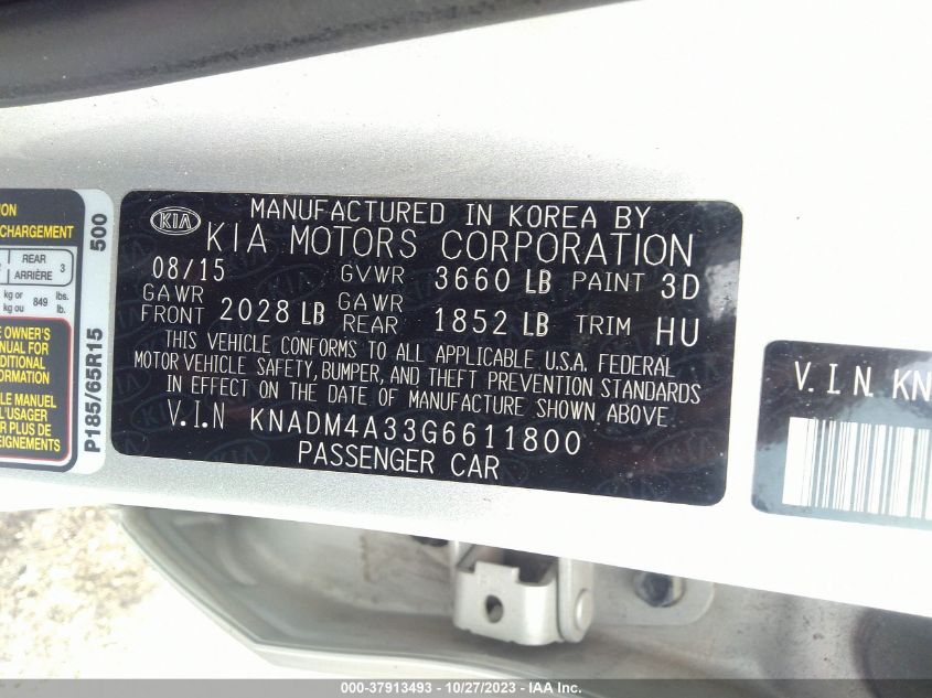 2016 KIA RIO LX - KNADM4A33G6611800