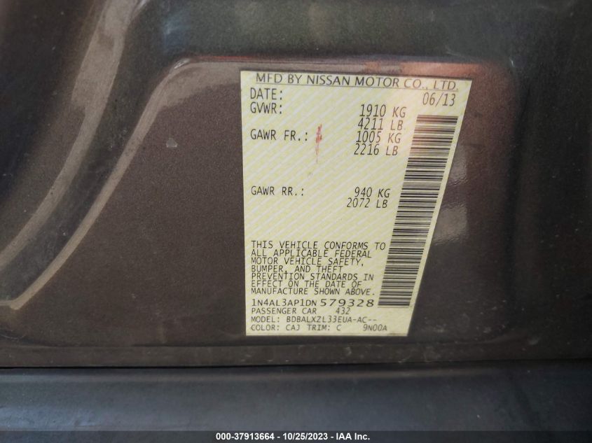 2013 NISSAN ALTIMA 2.5 SL - 1N4AL3AP1DN579328