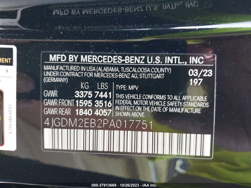 2023 MERCEDES-BENZ EQS 450 SUV 4MATIC - 4JGDM2EB2PA017751