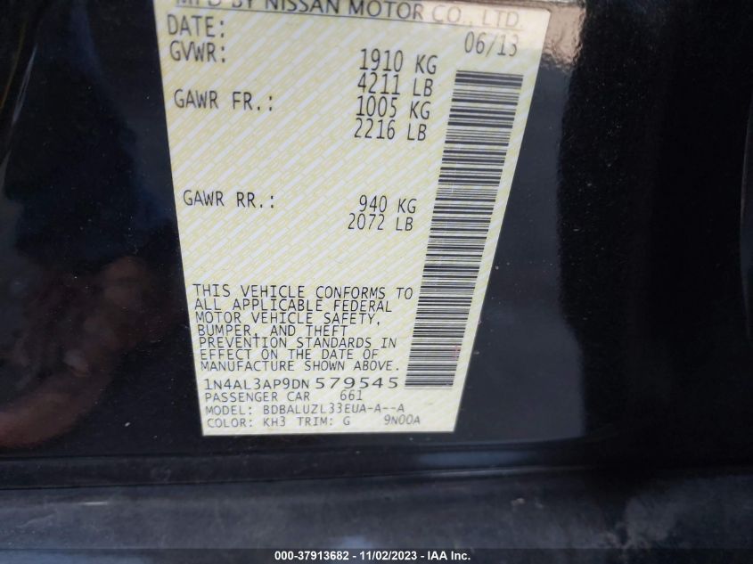 2013 NISSAN ALTIMA 2.5 SV - 1N4AL3AP9DN579545
