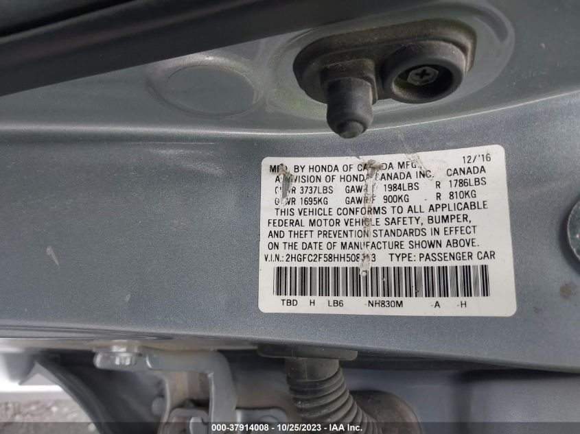 2017 HONDA CIVIC SEDAN LX - 2HGFC2F58HH508323
