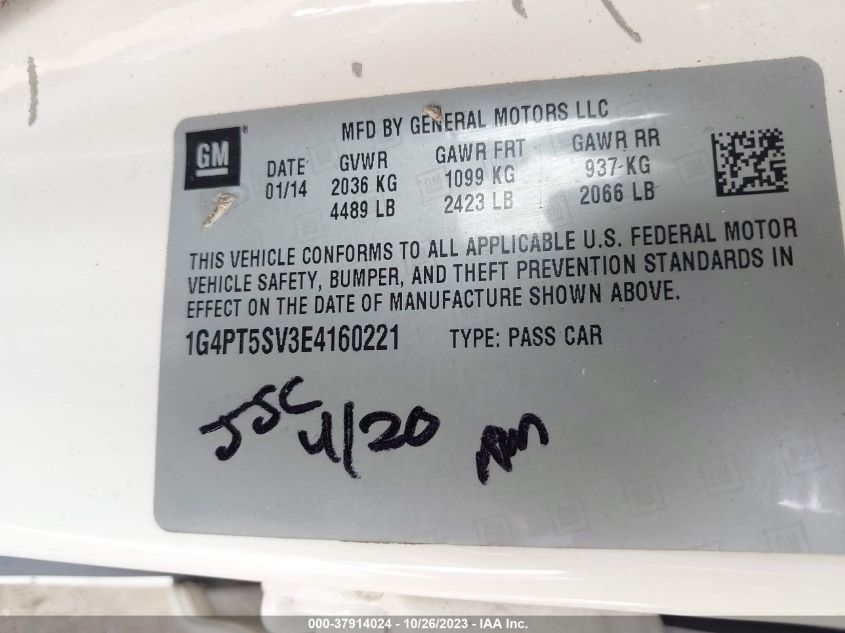 2014 BUICK VERANO PREMIUM - 1G4PT5SV3E4160221