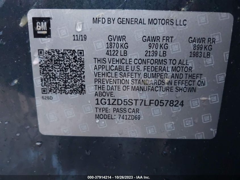 2020 CHEVROLET MALIBU LT - 1G1ZD5ST7LF057824