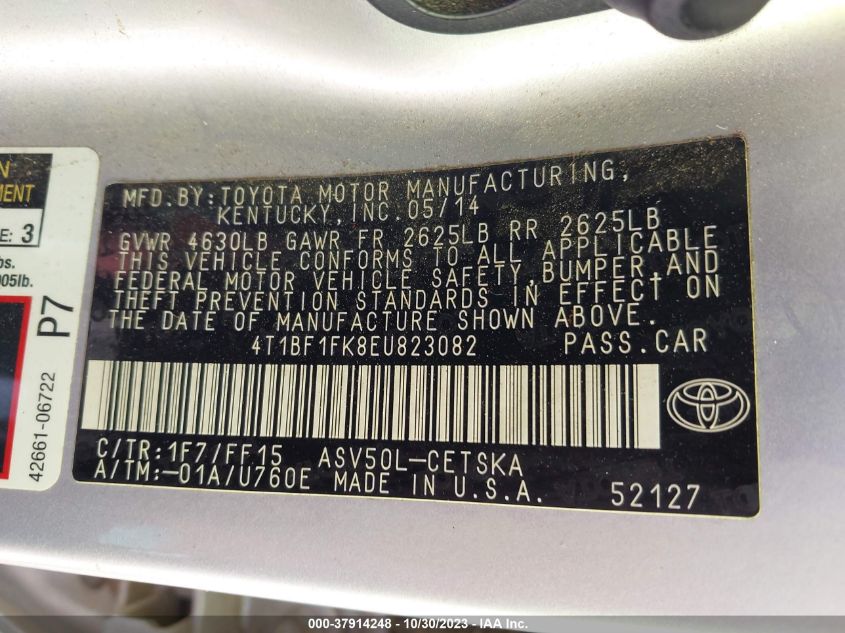 2014 TOYOTA CAMRY L/SE/LE/XLE - 4T1BF1FK8EU823082