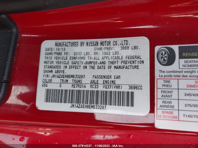 2014 NISSAN 370Z TOURING - JN1AZ4EH8EM633297