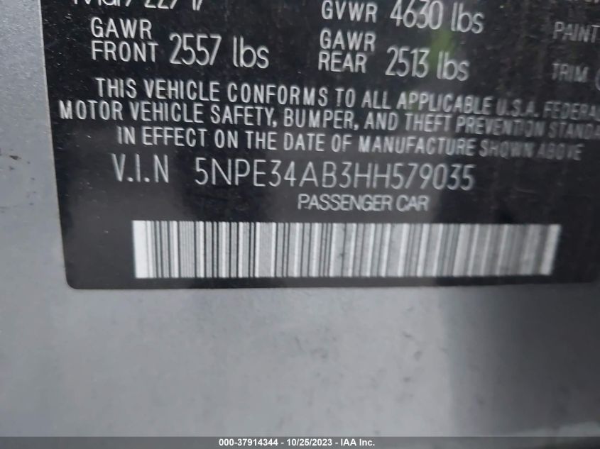 2017 HYUNDAI SONATA SPORT/LIMITED - 5NPE34AB3HH579035