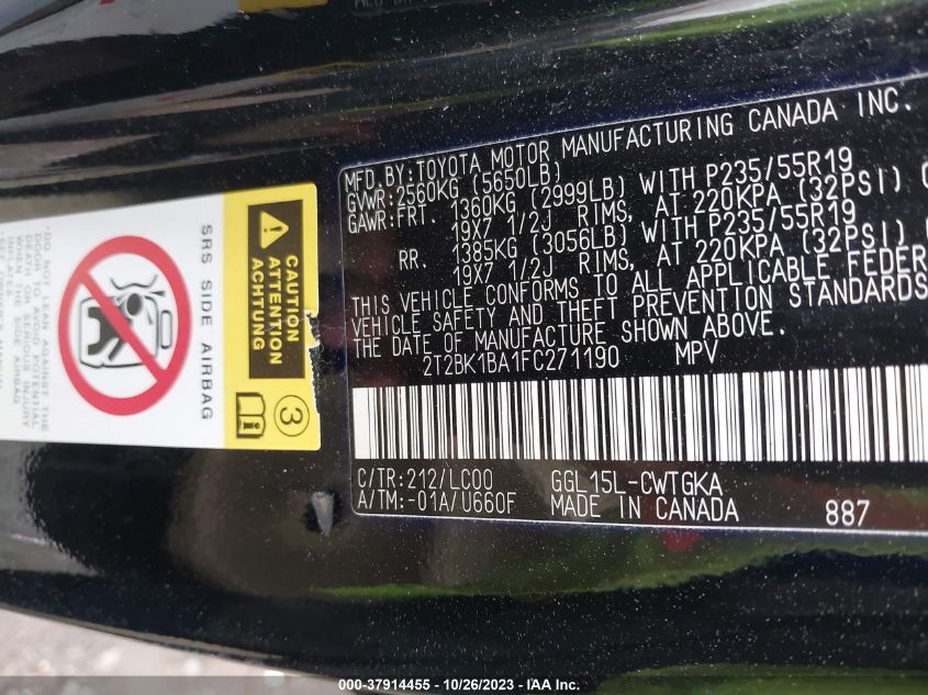 2015 LEXUS RX 350 - 2T2BK1BA1FC271190