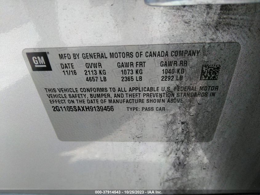 2017 CHEVROLET IMPALA LT - 2G1105SAXH9139456