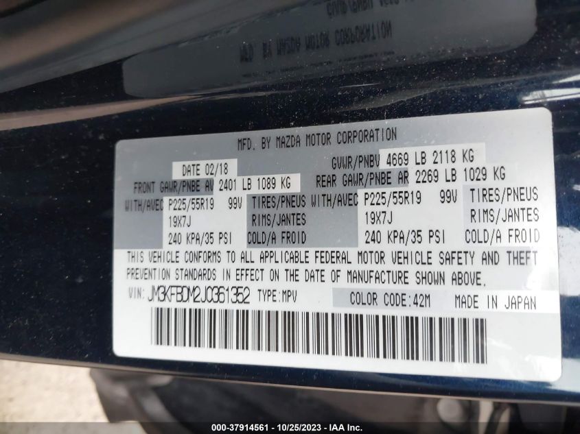2018 MAZDA CX-5 GRAND TOURING - JM3KFBDM2J0361352