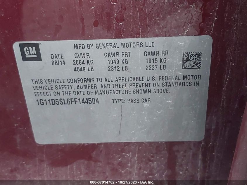 2015 CHEVROLET MALIBU LT - 1G11D5SL6FF144504