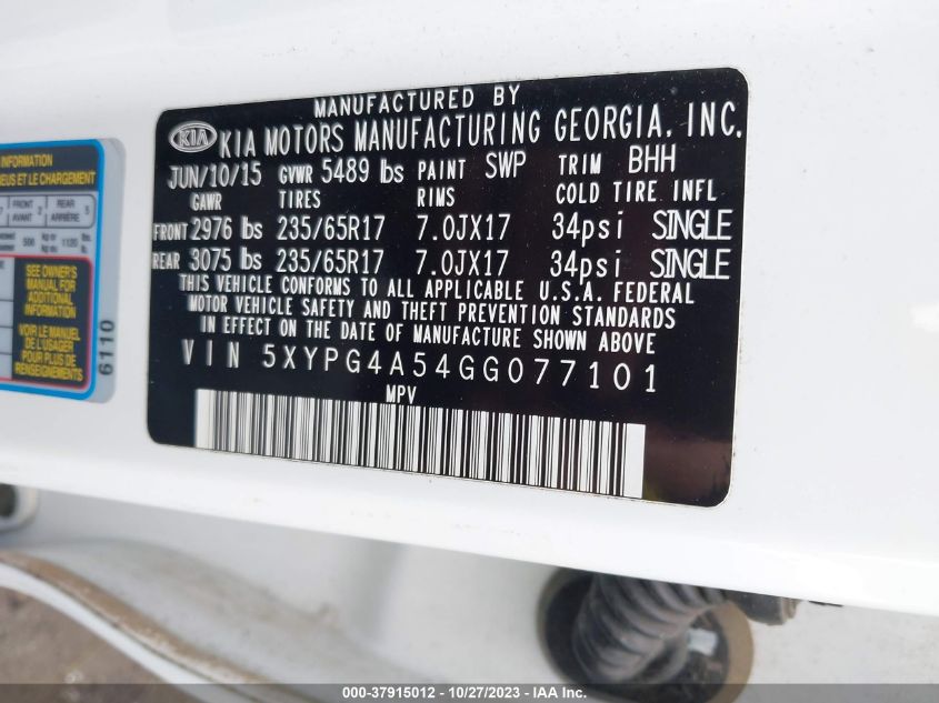 2016 KIA SORENTO LX - 5XYPG4A54GG077101