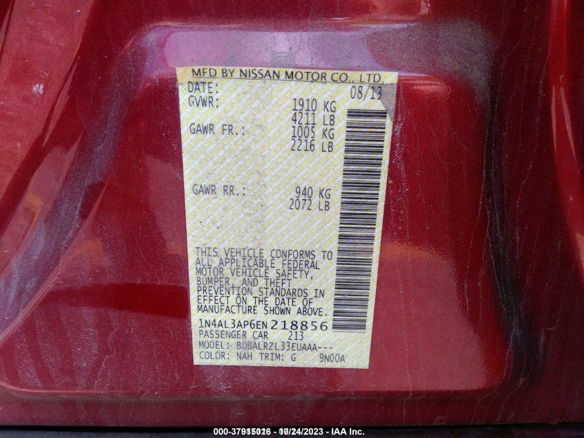 2014 NISSAN ALTIMA 2.5 S - 1N4AL3AP6EN218856