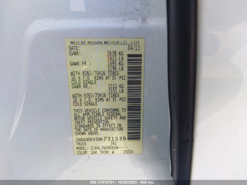 2013 NISSAN FRONTIER SV - 1N6AD0EV3DN731539